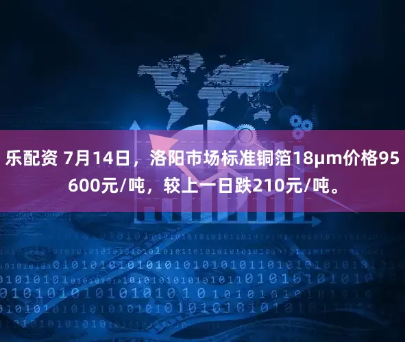 乐配资 7月14日，洛阳市场标准铜箔18μm价格95600元/吨，较上一日跌210元/吨。